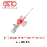 Patient Safety IV Cannula with Wings with Port